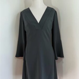 EUC Elegant Amanda Uprichard Green V-neck Bell Sleeve Dress